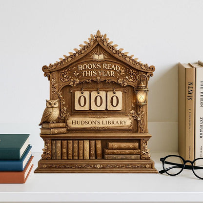 Personalized Wooden Book Tracker, Custom Library Decor