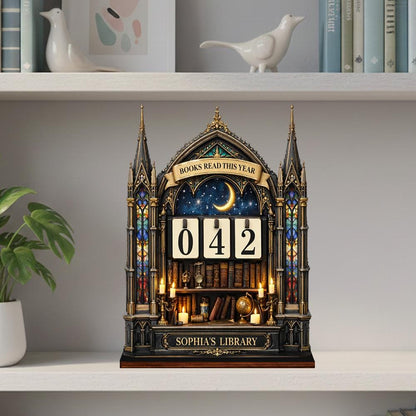 Personalized Book Tracker – Gothic Library Shelf Decor, Reading Challenge Gift