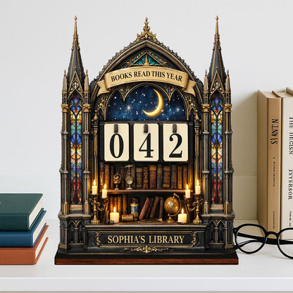 Personalized Book Tracker – Gothic Library Shelf Decor, Reading Challenge Gift