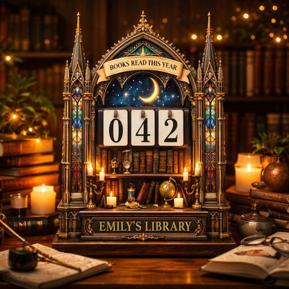 Personalized Book Tracker – Gothic Library Shelf Decor, Reading Challenge Gift