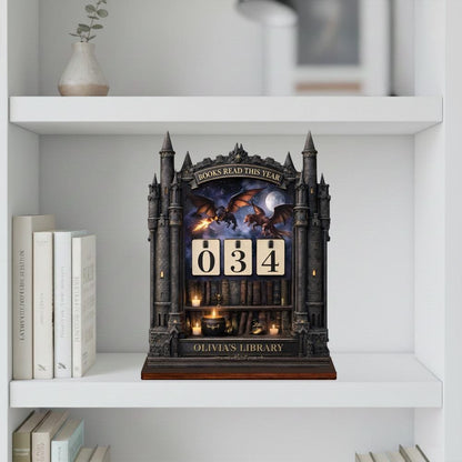 Personalized Dragon Book Tracker – Fantasy Library Decor, Reading Counter