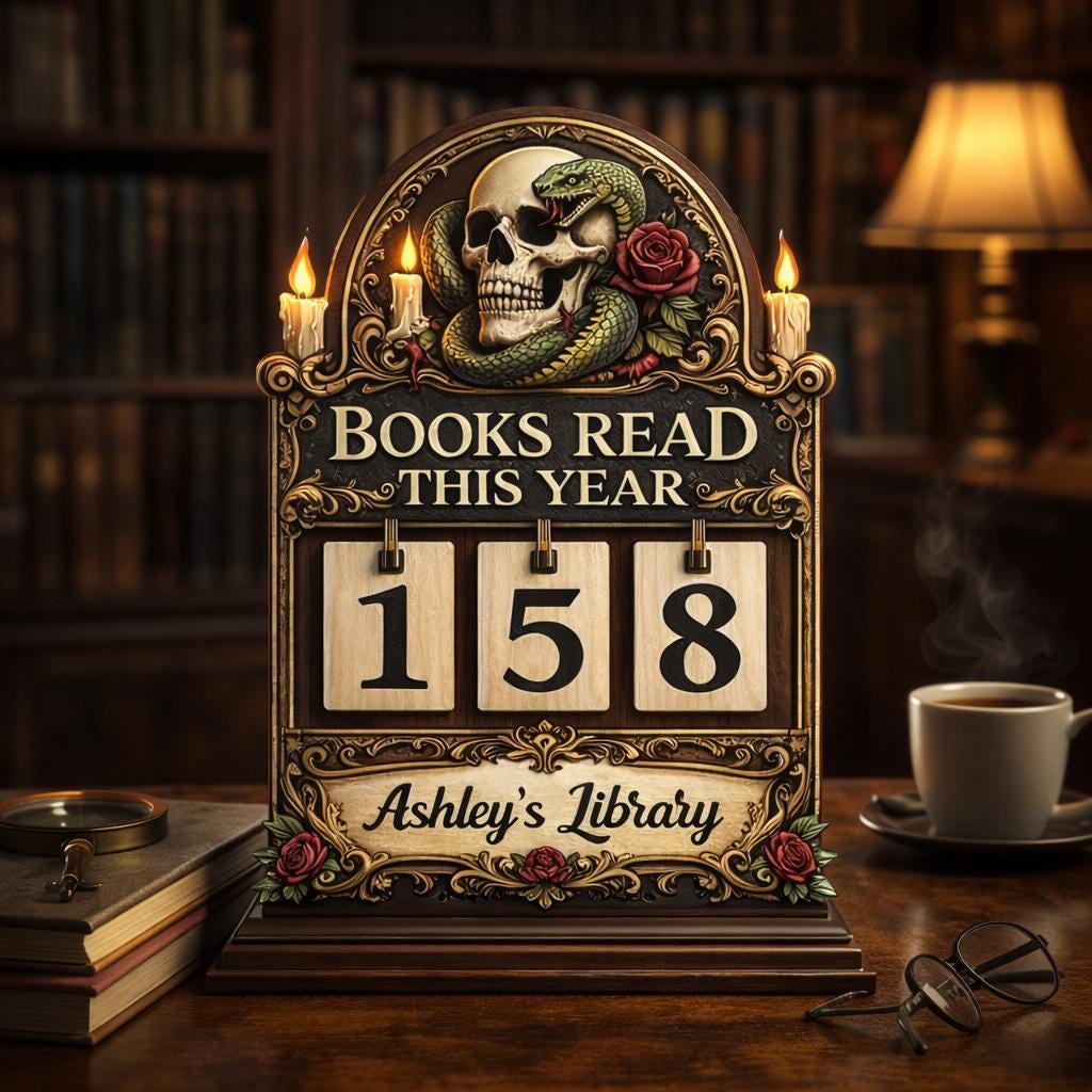 Gothic Skull Snake Book Tracker, Personalized Library Decor
