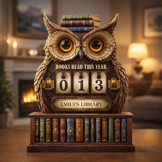 Personalized Owl Book Tracker, Wooden Library Decor, Book Lover Gift
