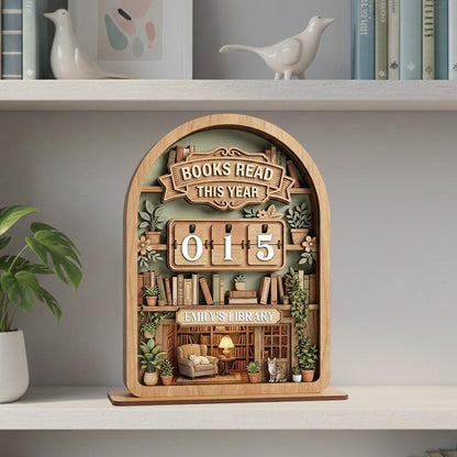 Personalized Wooden Book Tracker Sign, Reading Counter, Custom Library Decor