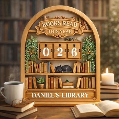 Books Read This Year Tracker – Personalized Library Decor, Reading Challenge Counter, Book Lover Gift
