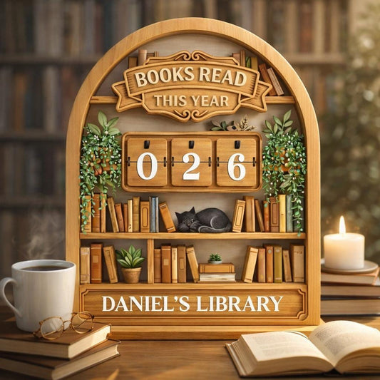 Books Read This Year Tracker – Personalized Library Decor, Reading Challenge Counter, Book Lover Gift