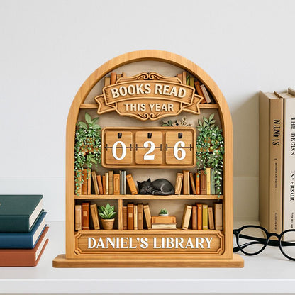 Books Read This Year Tracker – Personalized Library Decor, Reading Challenge Counter, Book Lover Gift