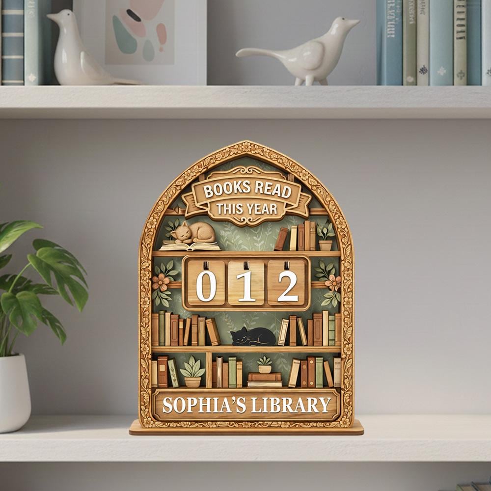 Personalized Books Read This Year Sign, Wooden Book Tracker, Custom Library Decor