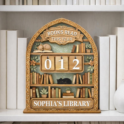 Personalized Books Read This Year Sign, Wooden Book Tracker, Custom Library Decor