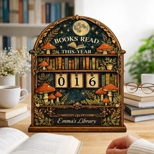 Personalized Mushroom Cottagecore Books Read Tracker, Whimsical Library Decor