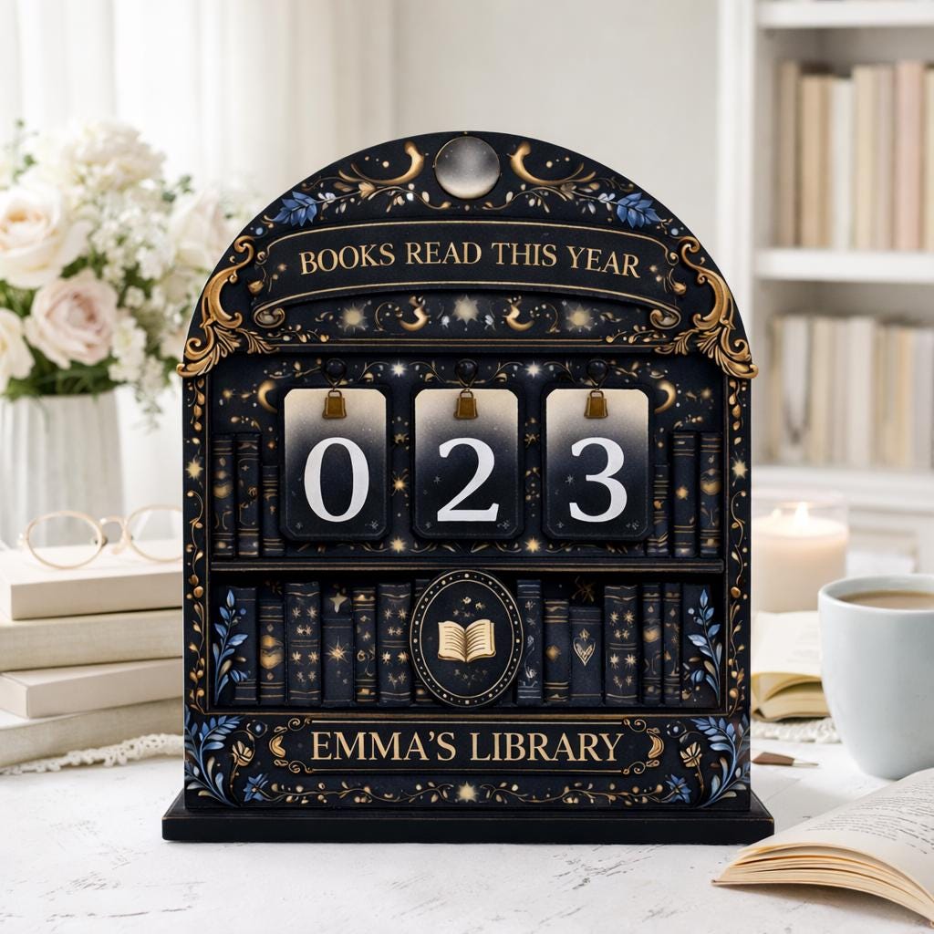 Personalized Books Read Tracker, Celestial Moon Star Decor, Book Lover Gift