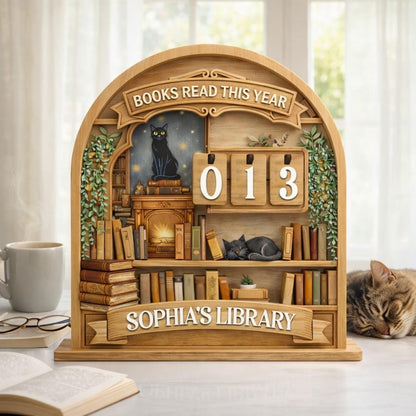 Personalized Cat Book Tracker – Custom Library Reading Log, Book Lover Gift