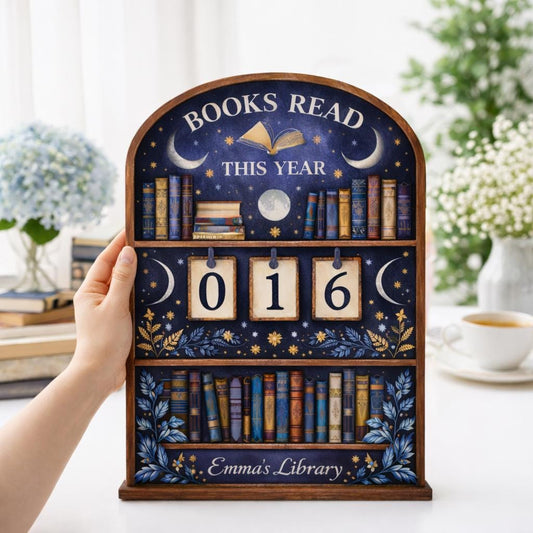 Personalized Celestial Books Read Tracker, Mystical Library Decor