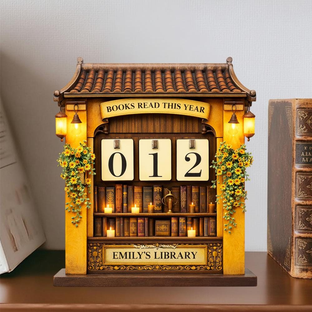 Personalized Books Read Tracker, Oriental Bookshelf Decor, Book Lover Gift