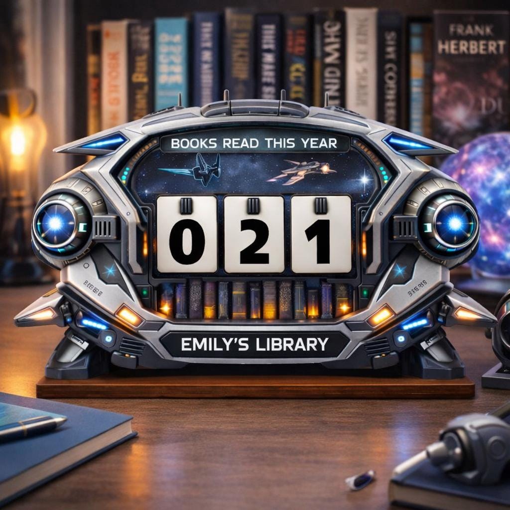 Personalized Book Tracker – Futuristic Library Decor, Reading Counter Display