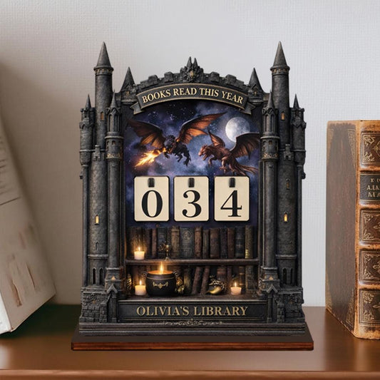 Personalized Dragon Book Tracker – Fantasy Library Decor, Reading Counter