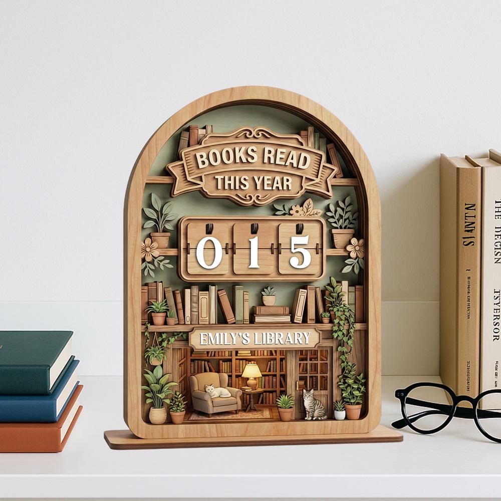 Personalized Wooden Book Tracker Sign, Reading Counter, Custom Library Decor