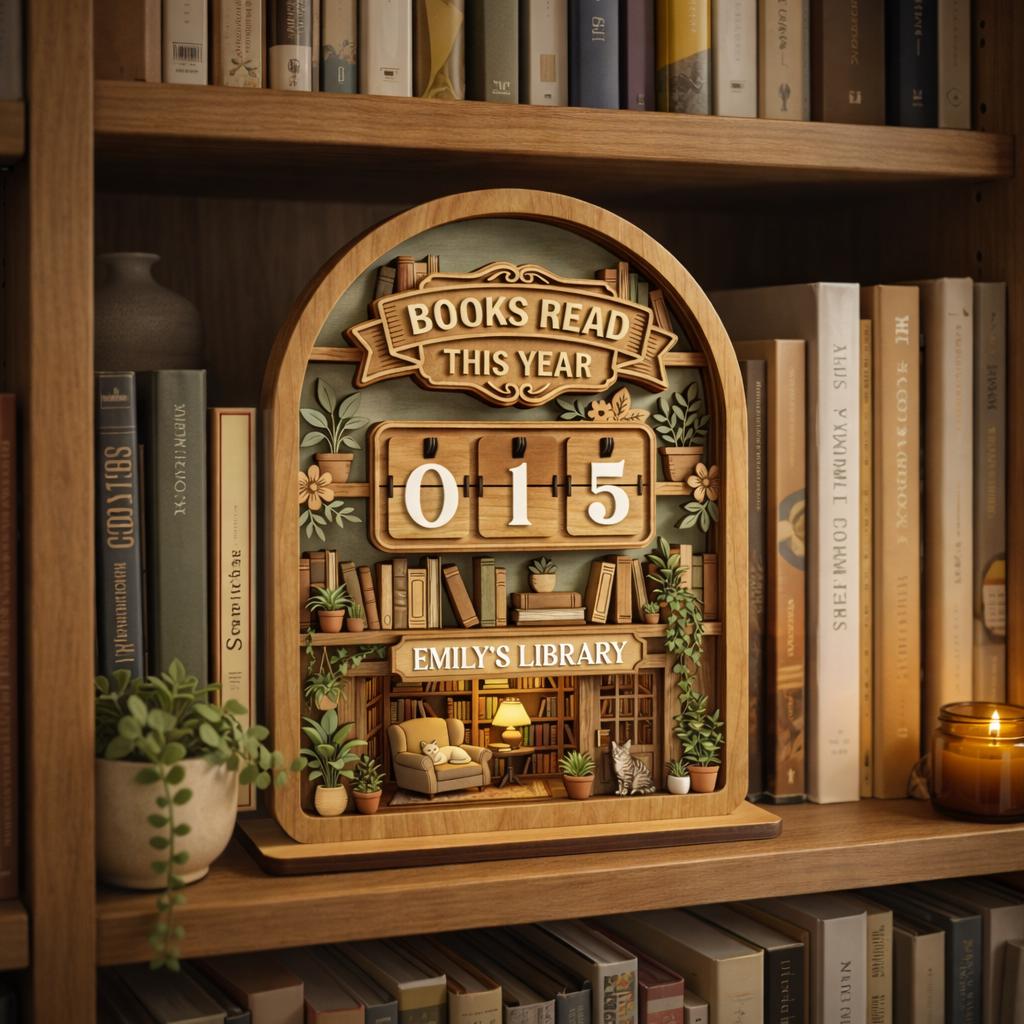 Personalized Wooden Book Tracker Sign, Reading Counter, Custom Library Decor