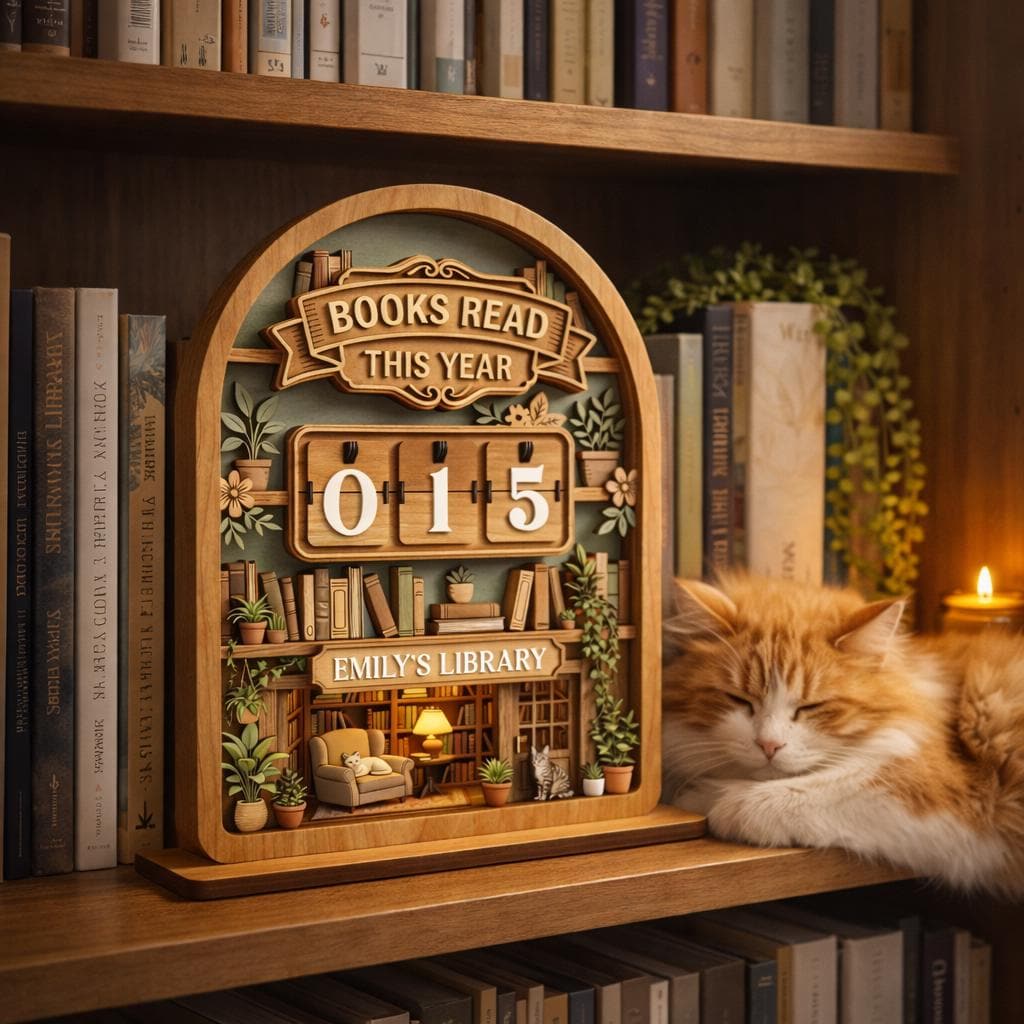 Personalized Wooden Book Tracker Sign, Reading Counter, Custom Library Decor