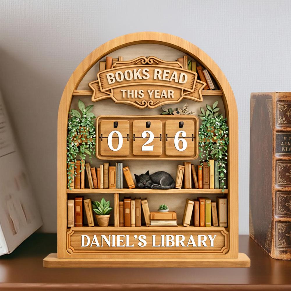 Books Read This Year Tracker – Personalized Library Decor, Reading Challenge Counter, Book Lover Gift