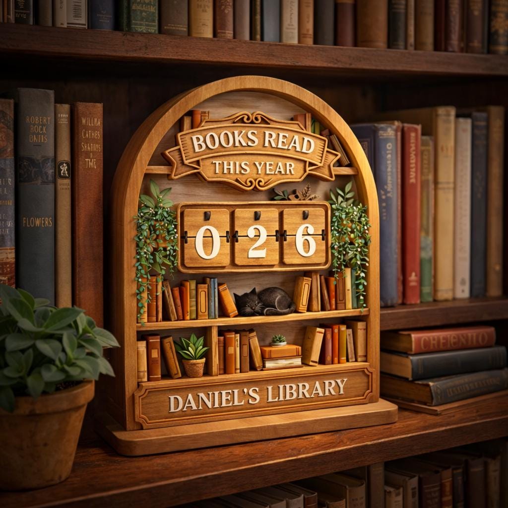 Books Read This Year Tracker – Personalized Library Decor, Reading Challenge Counter, Book Lover Gift