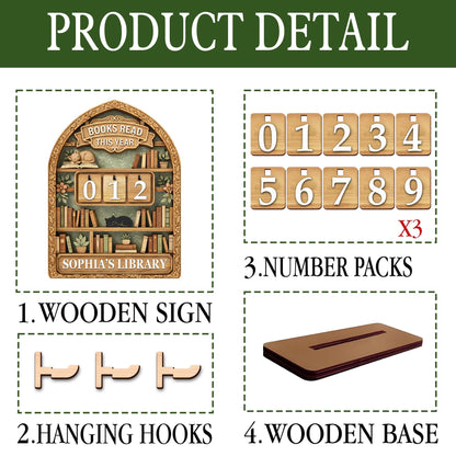 Personalized Books Read This Year Sign, Wooden Book Tracker, Custom Library Decor