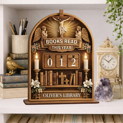 Personalized Christian Book Tracker, Catholic Library Decor, Religious Reader Gift