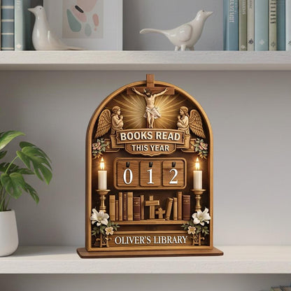 Personalized Christian Book Tracker, Catholic Library Decor, Religious Reader Gift