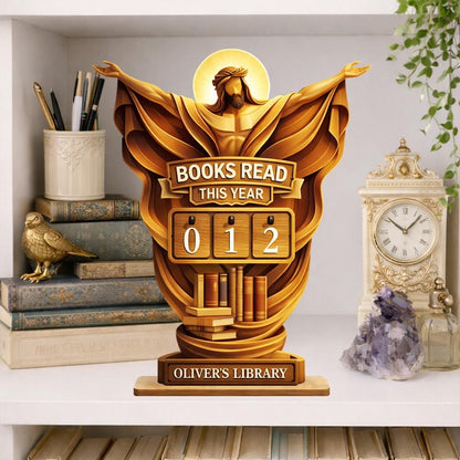 Personalized Christian Book Tracker, Catholic Library Decor, Religious Gift