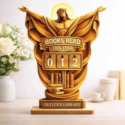 Personalized Christian Book Tracker, Catholic Library Decor, Religious Gift