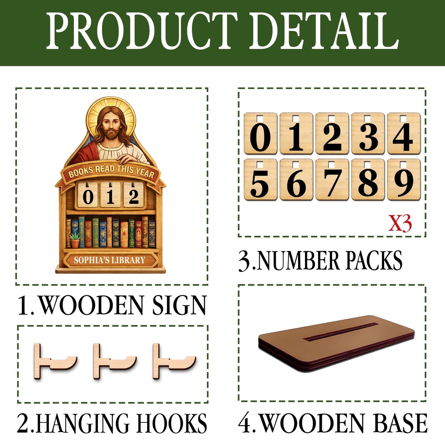 Personalized Christian Books Read This Year Tracker, Catholic Reading Log Decor, Jesus Statue Book Counter, Faith Library Gift for Women