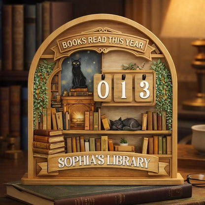 Personalized Cat Book Tracker – Custom Library Reading Log, Book Lover Gift