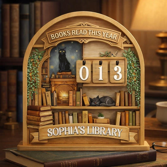 Personalized Cat Book Tracker – Custom Library Reading Log, Book Lover Gift