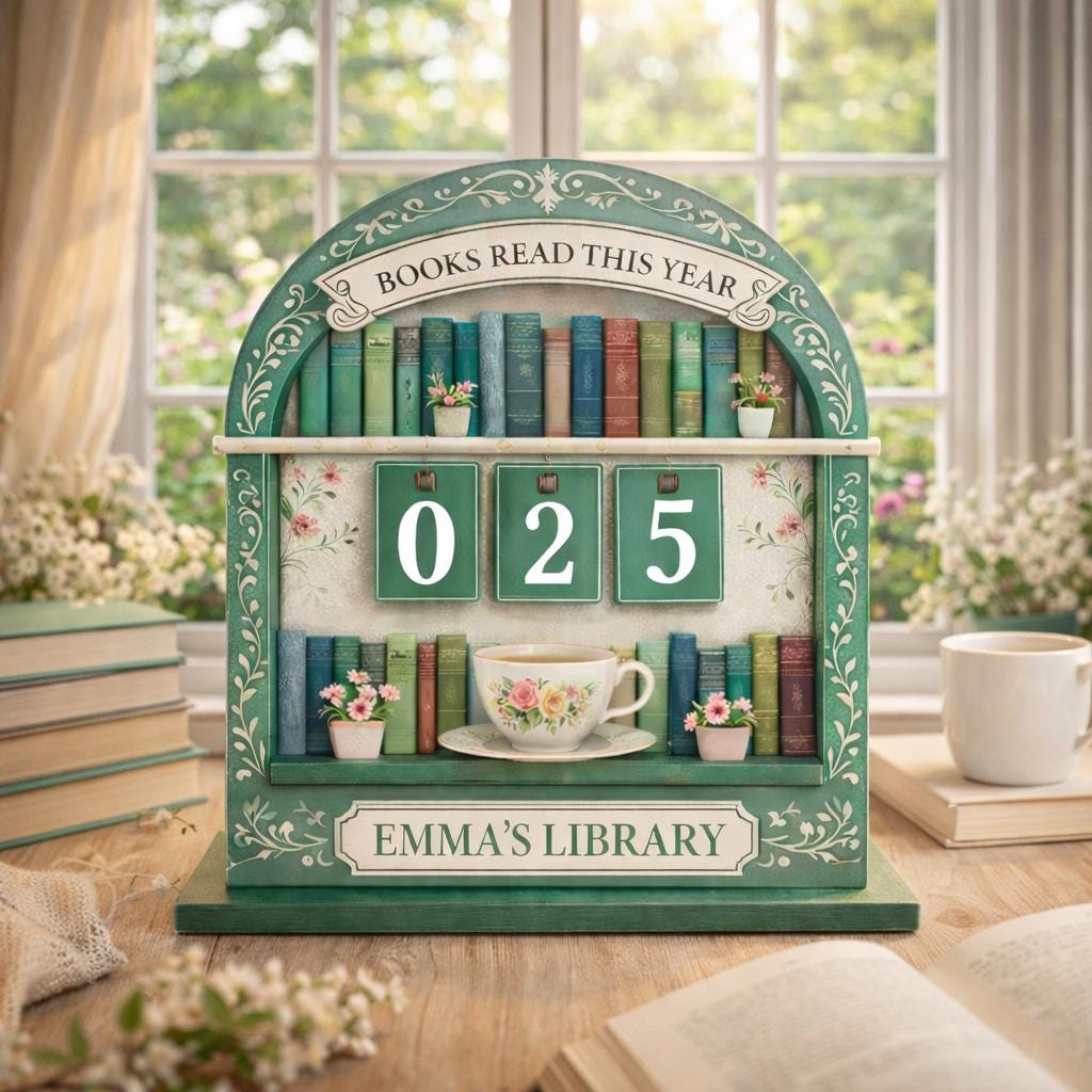 Personalized Reading Tracker Bookshelf, Books Read This Year Sign, Custom Book Counter, Book Lover Gift, Reader Decor