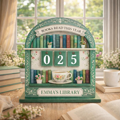 Personalized Reading Tracker Bookshelf, Books Read This Year Sign, Custom Book Counter, Book Lover Gift, Reader Decor