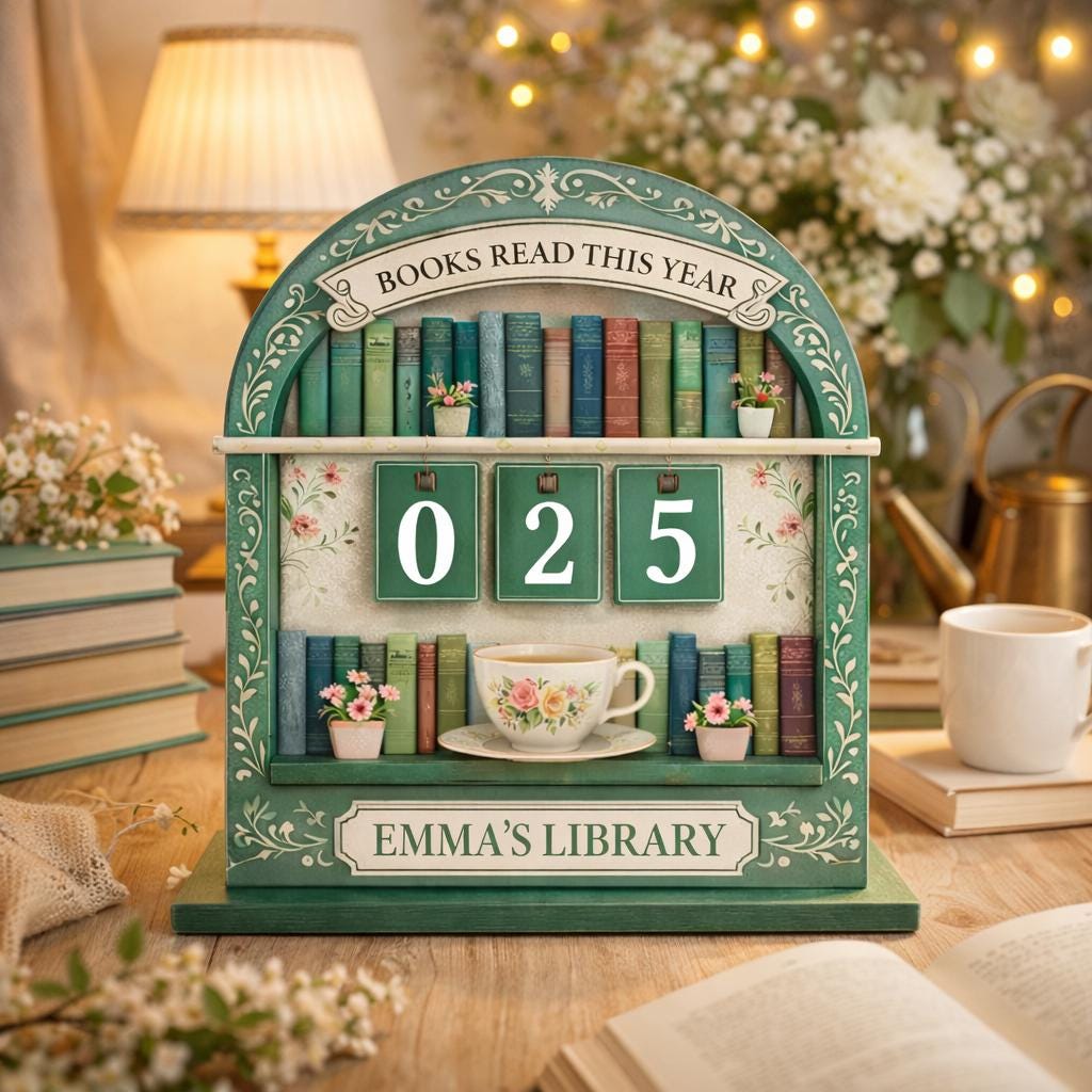 Personalized Reading Tracker Bookshelf, Books Read This Year Sign, Custom Book Counter, Book Lover Gift, Reader Decor