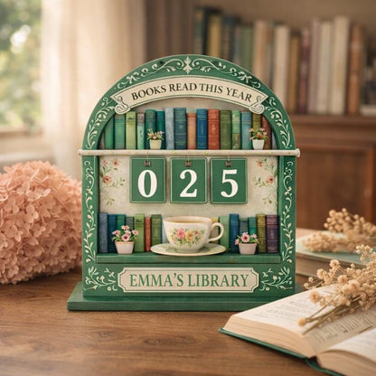 Personalized Reading Tracker Bookshelf, Books Read This Year Sign, Custom Book Counter, Book Lover Gift, Reader Decor