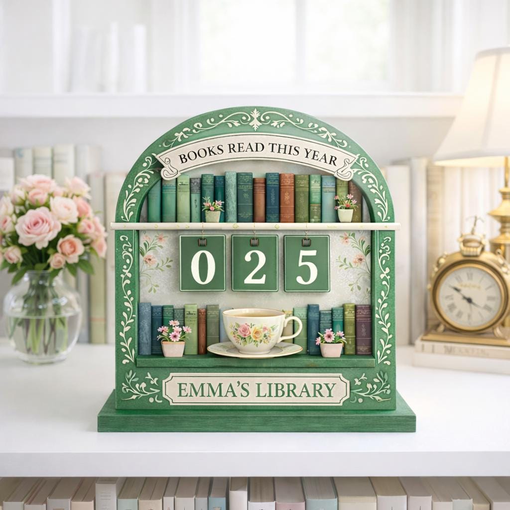 Personalized Reading Tracker Bookshelf, Books Read This Year Sign, Custom Book Counter, Book Lover Gift, Reader Decor