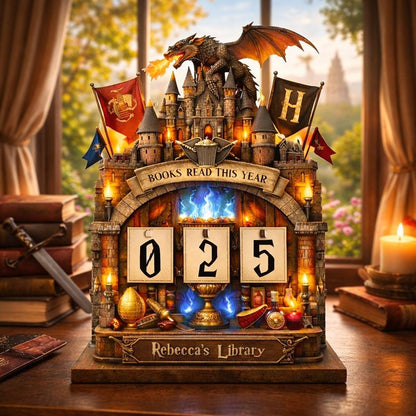 Fantasy Dragon Reading Tracker, Personalized Books Read This Year Sign, Custom Book Counter, Book Lover Gift, Fantasy Library Decor