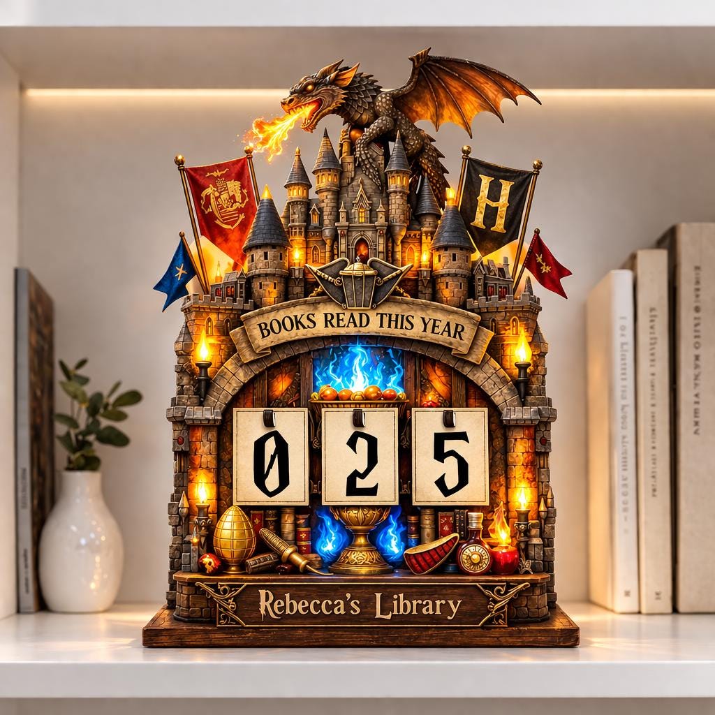 Fantasy Dragon Reading Tracker, Personalized Books Read This Year Sign, Custom Book Counter, Book Lover Gift, Fantasy Library Decor