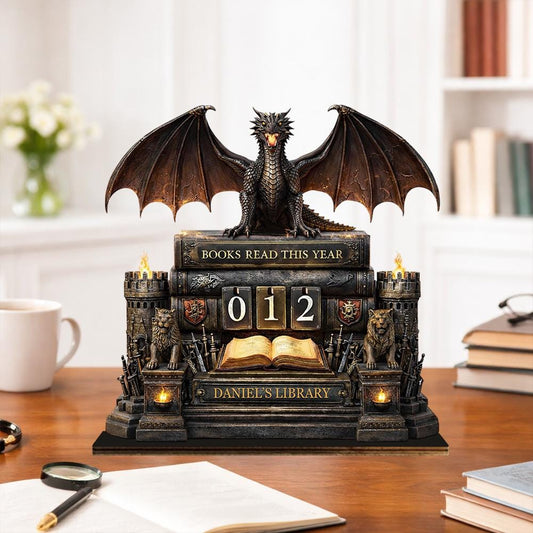 Dragon Book Tracker, Fantasy Books Read This Year, Personalized Reading Tracker, Dragon Library Decor, Gift for Book Lover