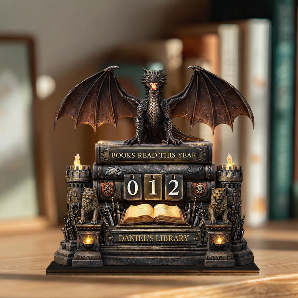Dragon Book Tracker, Fantasy Books Read This Year, Personalized Reading Tracker, Dragon Library Decor, Gift for Book Lover
