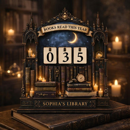 Dark Academia Reading Tracker, Books Read This Year Counter, Gothic Library Decor, Personalized Book Lover Gift, Fantasy Shelf Decor