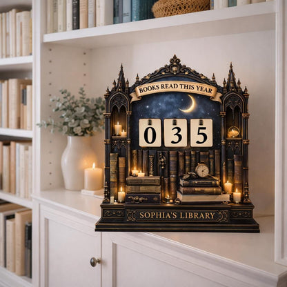 Dark Academia Reading Tracker, Books Read This Year Counter, Gothic Library Decor, Personalized Book Lover Gift, Fantasy Shelf Decor