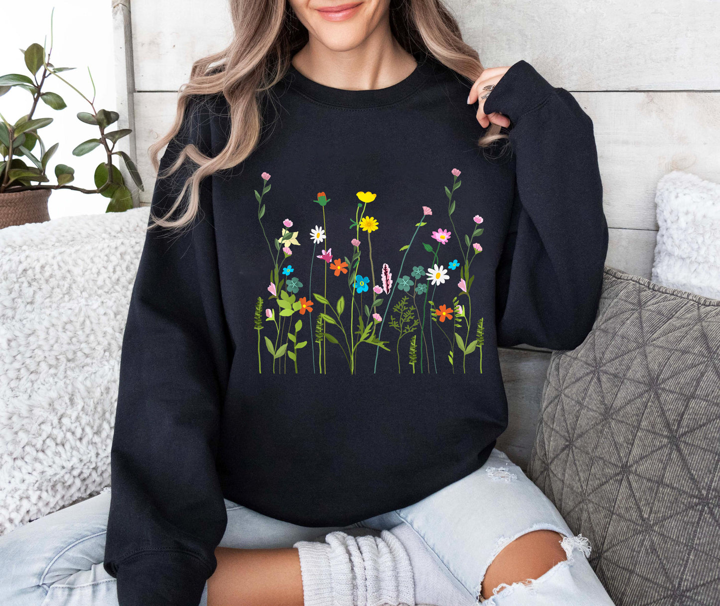 Wildflower Flowers Sweatshirt, Flower T-Shirt