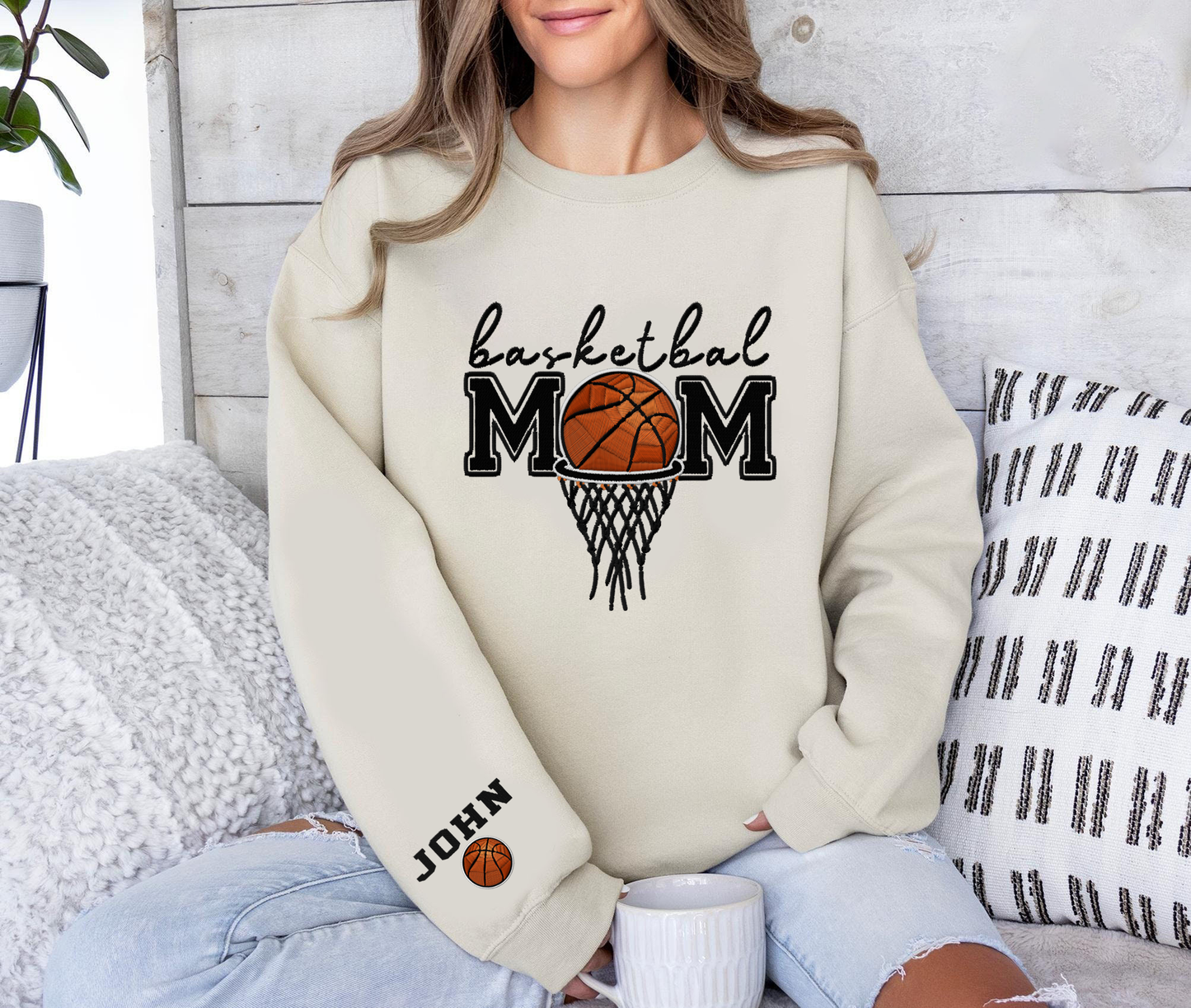 Embroidered Basketball Shirt, Basketball Mom Sweatshirt, Basketball Game Day Shirt, Basketball Mama Sweatshirt