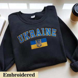 Ukraine Embroidered sweatshirt, I Stand With Ukraine, Anti Trump Sweatshirt, Ukraine Peace, Ukraine Flag, Ukraine ally, Activist Protest