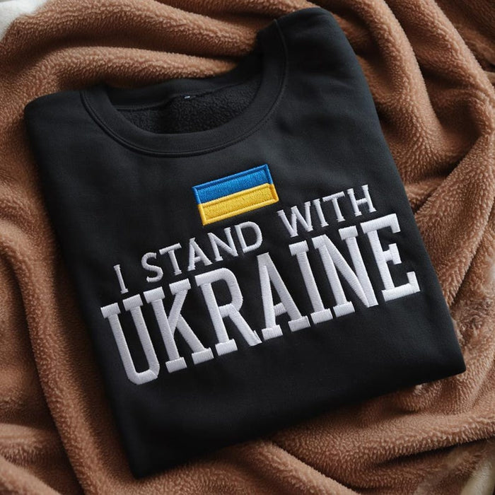 I Stand With Ukraine Sweatshirt, Ukraine Flag Embroidered Shirt, Stop Wars Hoodie, Support Ukraine Hoodie, Anti Trump Shirt