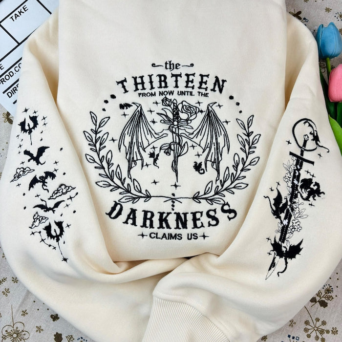 The Thirteen Throne Of Glass Embroidered Sweatshirt, From Now Until the Darkness Claims Us Embroidered Shirt, Fastastic Reader, Bookish Gift