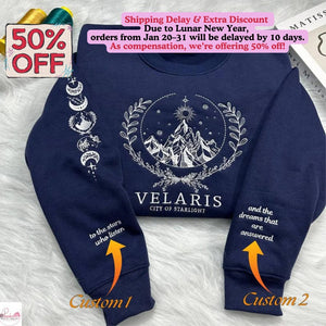 Velaris City Of Starlight Embroidered Sweatshirt, Velaris Embroidered Hoodie, The Night Court Shirt, SJM sweater, ACOTAR Shirt